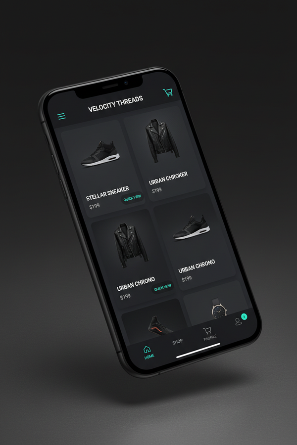 mobile website dark mode shopify mockup build